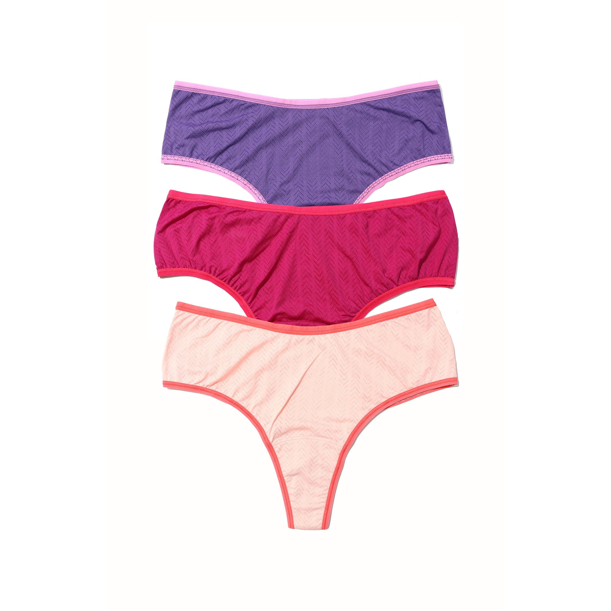 3-Pack MoveCalm Hi-Rise Thong | Acai Berry/Drifting Horizon - Sweet Nothing/Wild Card - Summer Plum/Morning Glory