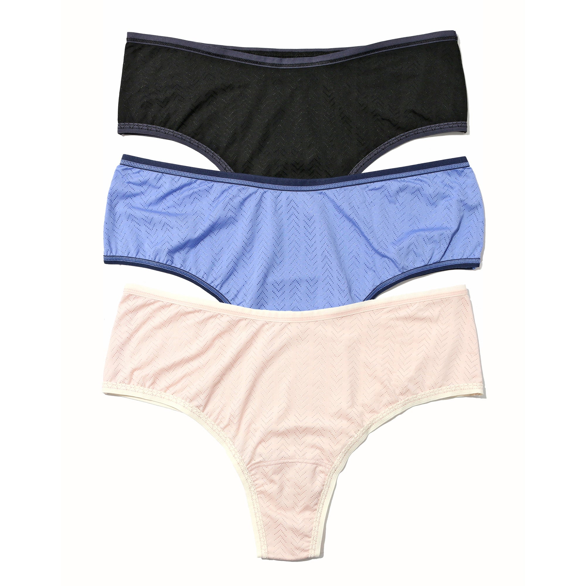 3-Pack MoveCalm Hi-Rise Thong | Black/Granite | Cool Water/Bicostal | Pearl/Marshmallow
