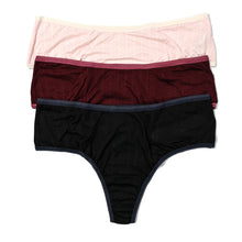 3-Pack MoveCalm Hi-Rise Thong | Pearl/Marshmallow | Dried Cherry/Damson Plum- Black/Granite