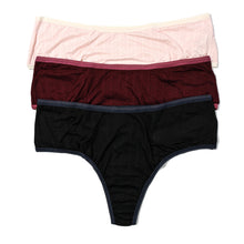 3-Pack MoveCalm Hi-Rise Thong | Pearl/Marshmallow - Dried Cherry/Damson Plum- Black/Granite