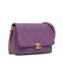 Chanel | Pre-Owned Small Quilted Caviar Chain Melody Flap | Purple