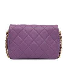 Chanel | Pre-Owned Small Quilted Caviar Chain Melody Flap | Purple