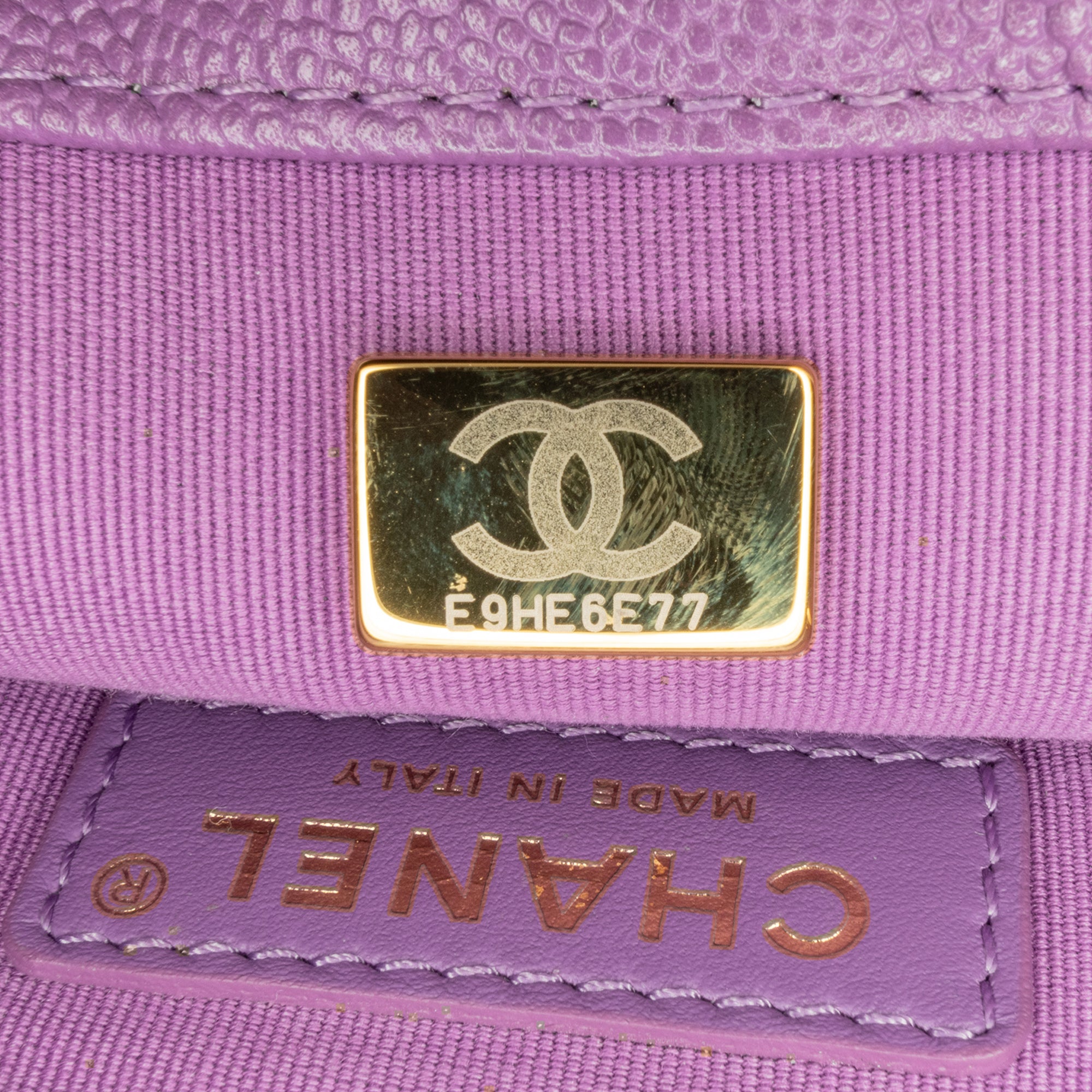 Chanel | Pre-Owned Small Quilted Caviar Chain Melody Flap | Purple