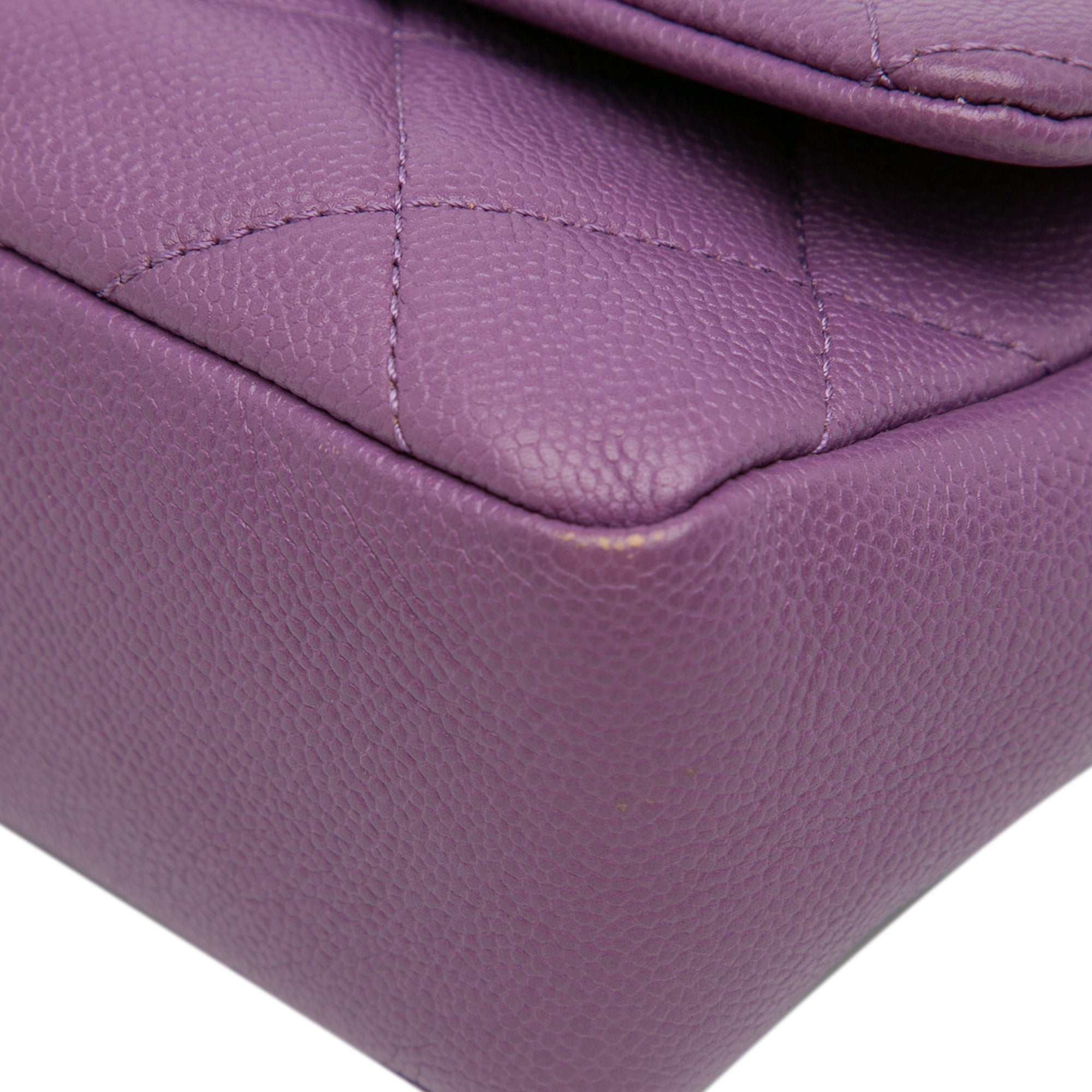 Chanel | Pre-Owned Small Quilted Caviar Chain Melody Flap | Purple