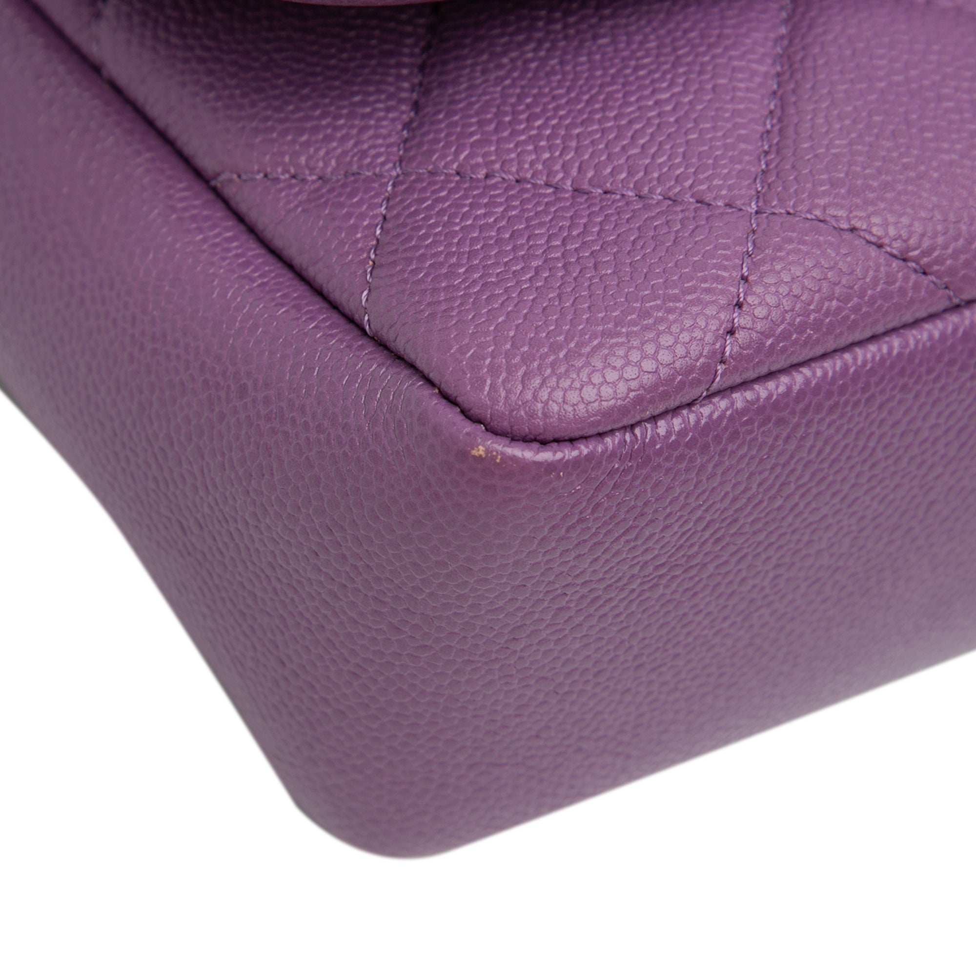 Chanel | Pre-Owned Small Quilted Caviar Chain Melody Flap | Purple