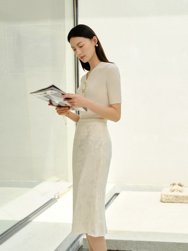 Mermaid Hem Floral Dress | White
