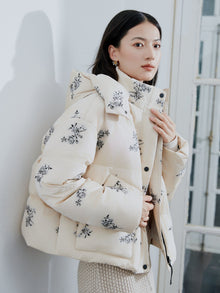 Chinese-Style Hooded Down Jacket | Beige