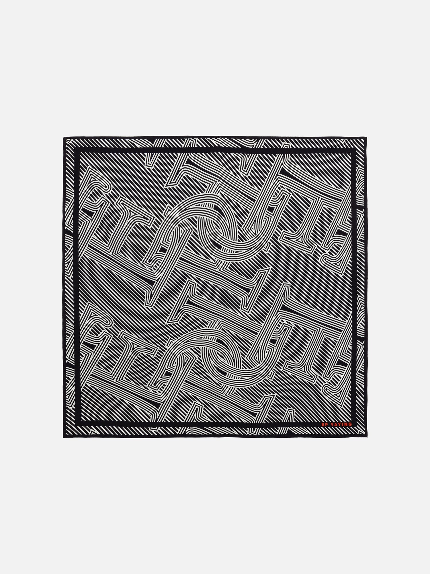 Silk Letter Print Scarf | Black/White