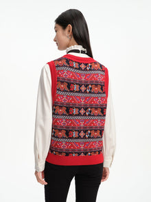 V-Neck Knit Vest | Red