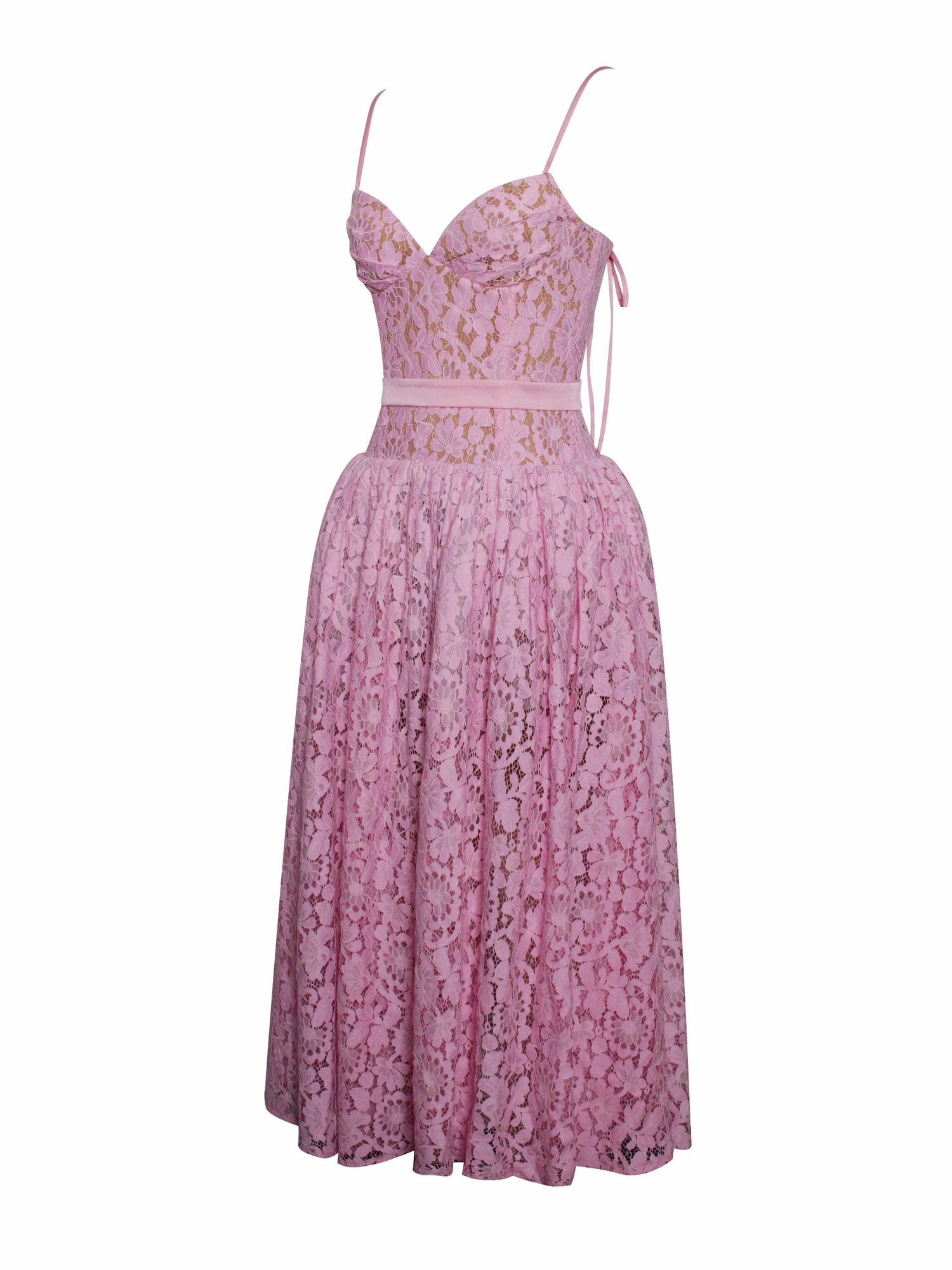 Lorena Lace Drop Waist Midi Sundress | Pink