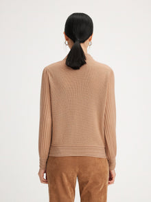 Chimney Collar Cashmere Knit Top | Camel