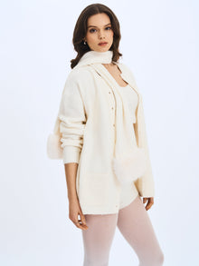 Selma Wool-Blend Ribbed Knit Scarf | White