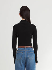 Pure Wool Solid Color Knit Sweater | Black
