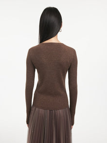Front Wrapped Knit Top | Brown