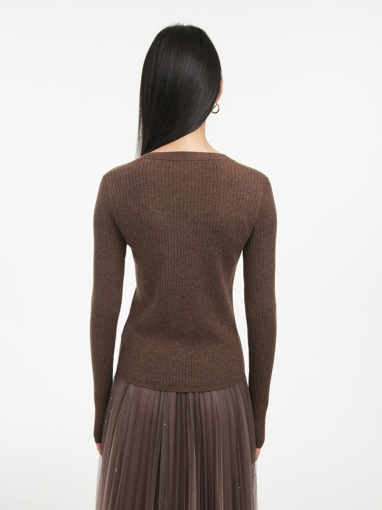 Front Wrapped Knit Top | Brown
