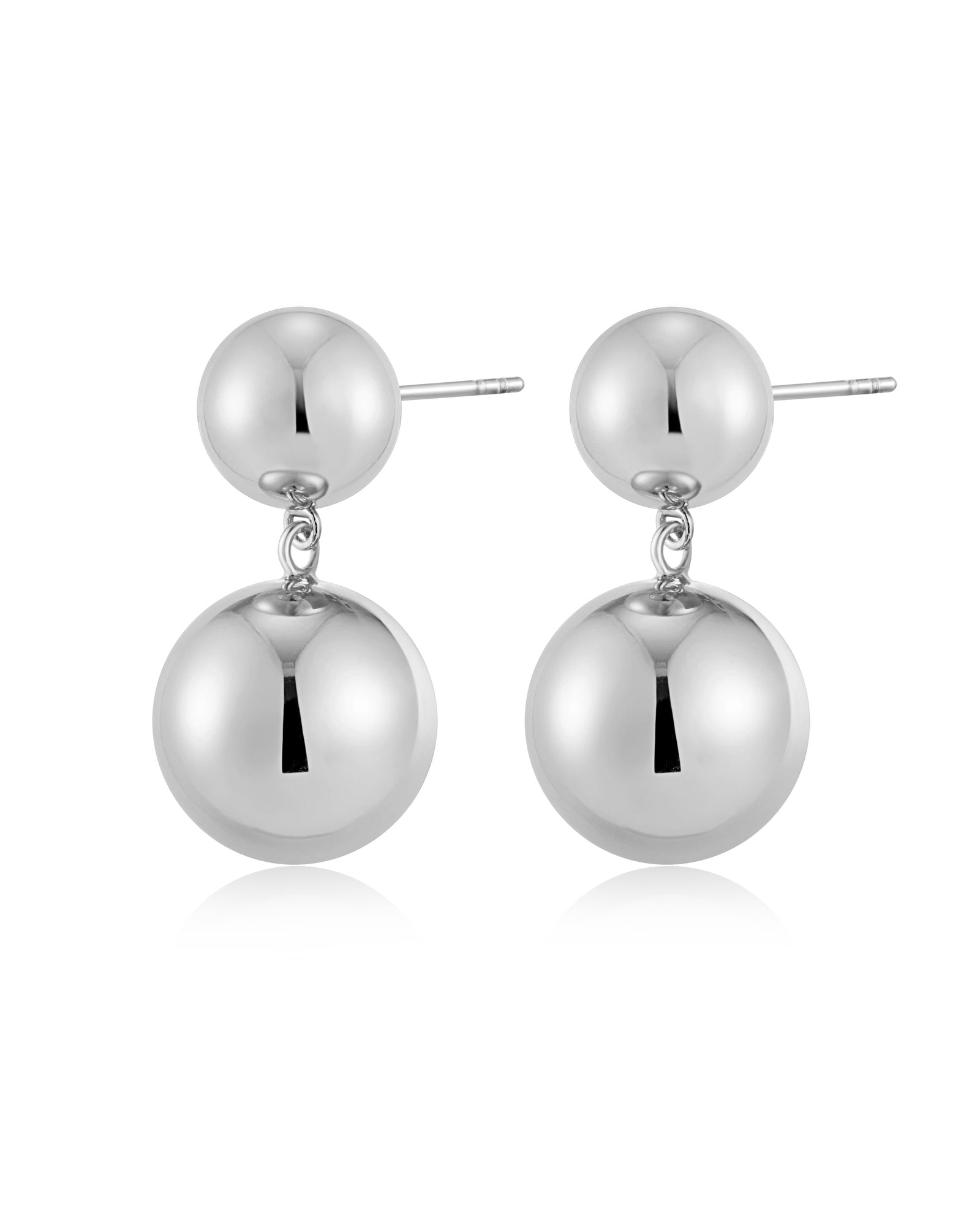 Double Ball Earrings - Silver | Plated Silver