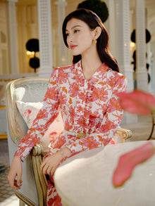 Silk Printed Dress | Pink