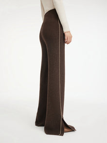 Bootcut Slit-Hem Knit Pants | Brown