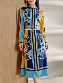 Printed Silk Dress | Blue