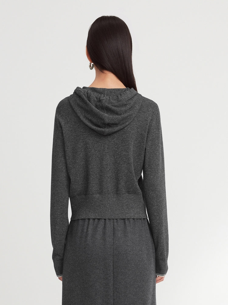 Hooded Knitted Cardigan | Grey