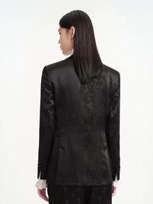 Silky Jacquard Blazer | Black