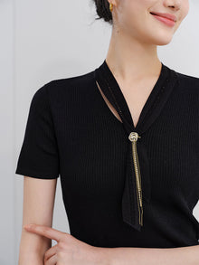 Short Sleeve Knit Sweater | Black