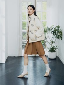 Printed Goose Down Vest | Beige
