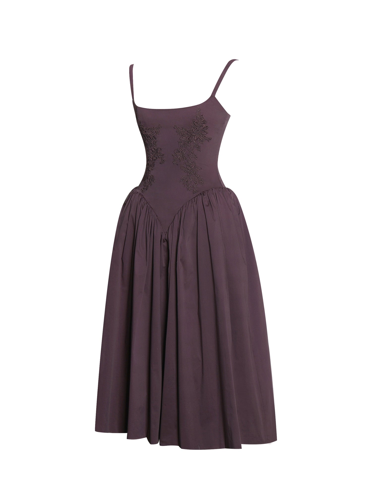Oakleigh Blackberry Purple Cotton Lace-up Back Midi Dress | Black