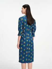 Classic Printed Dress | Blue