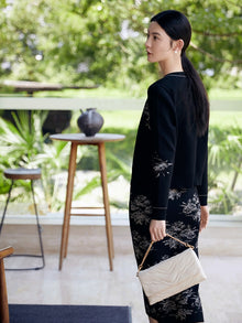 Merino Wool Knit Cardigan | Black