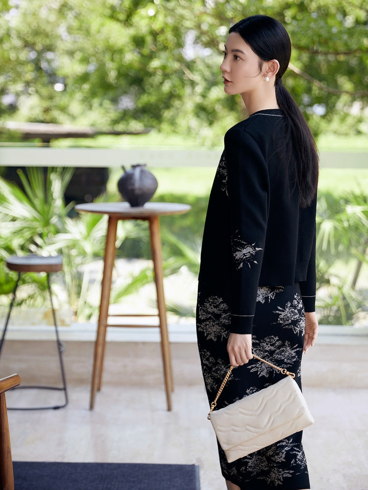 Merino Wool Knit Cardigan | Black