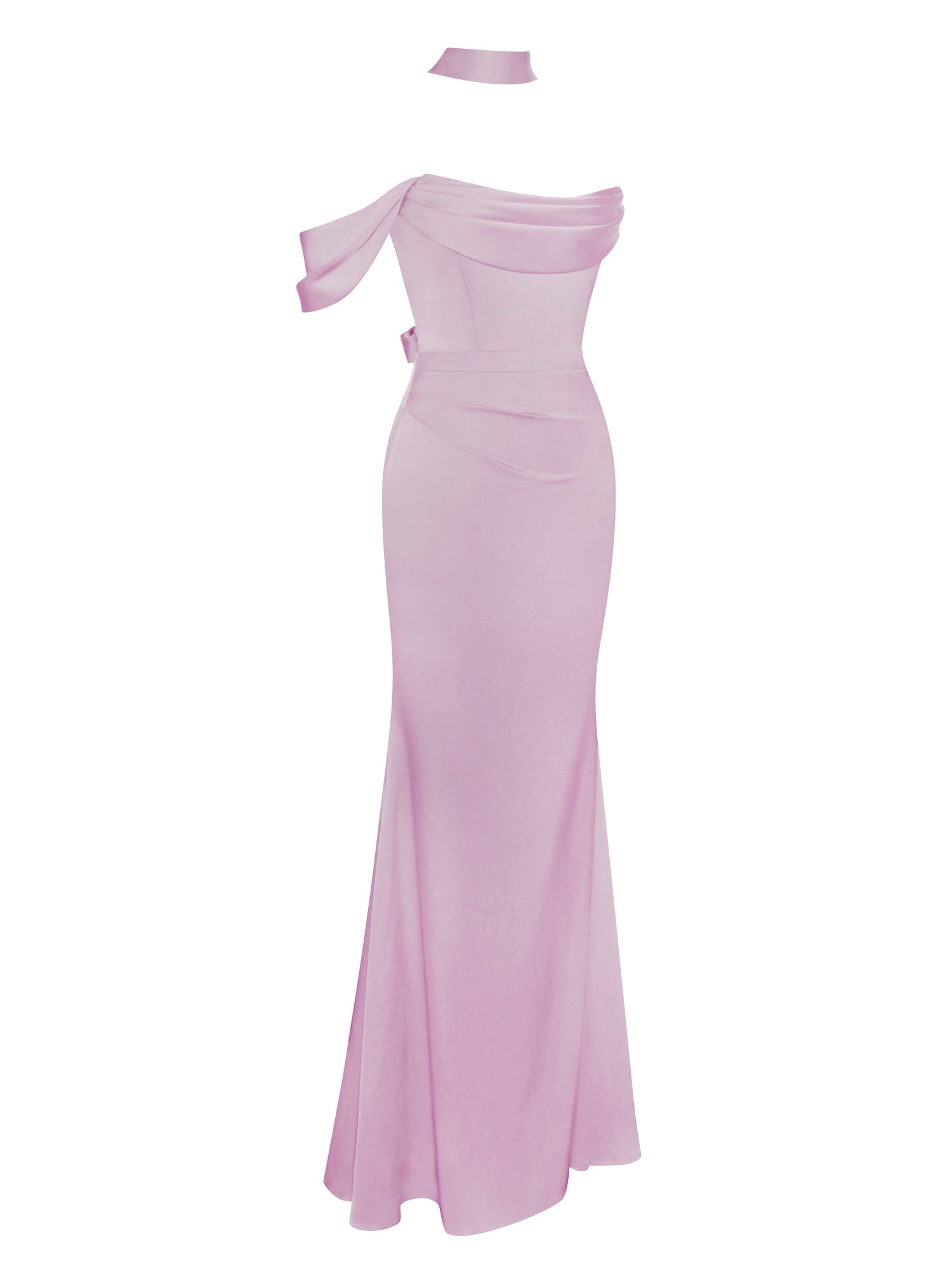 Ivona Halter Neck Double Duchess Satin Gown | Mauve