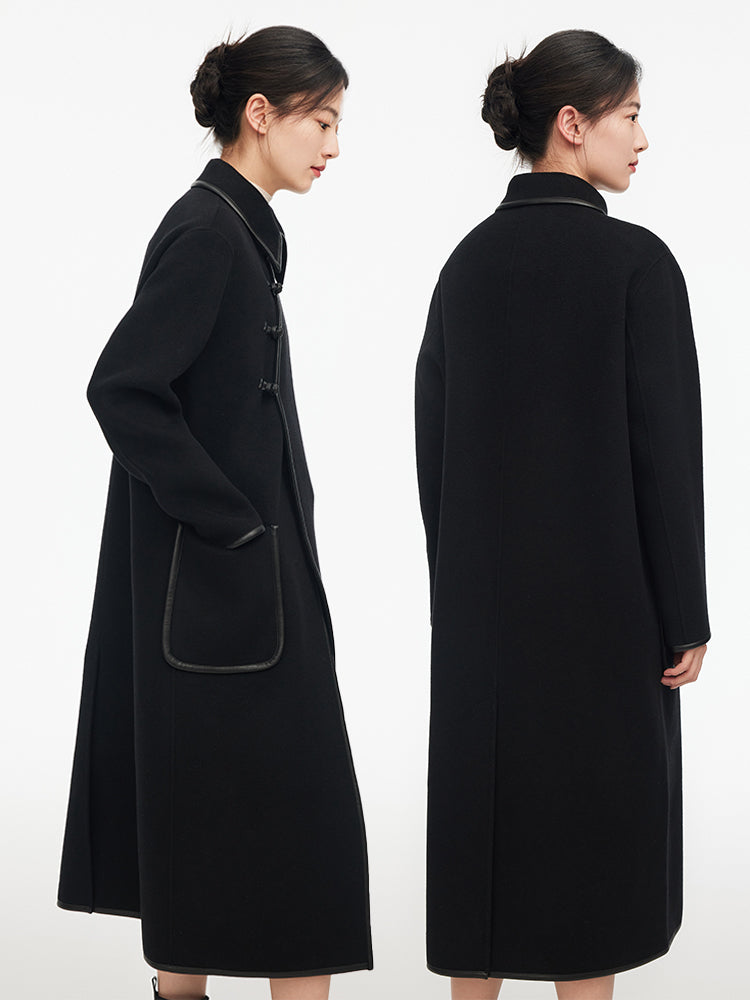 Neo-Chinese Style Wool Coat | Black