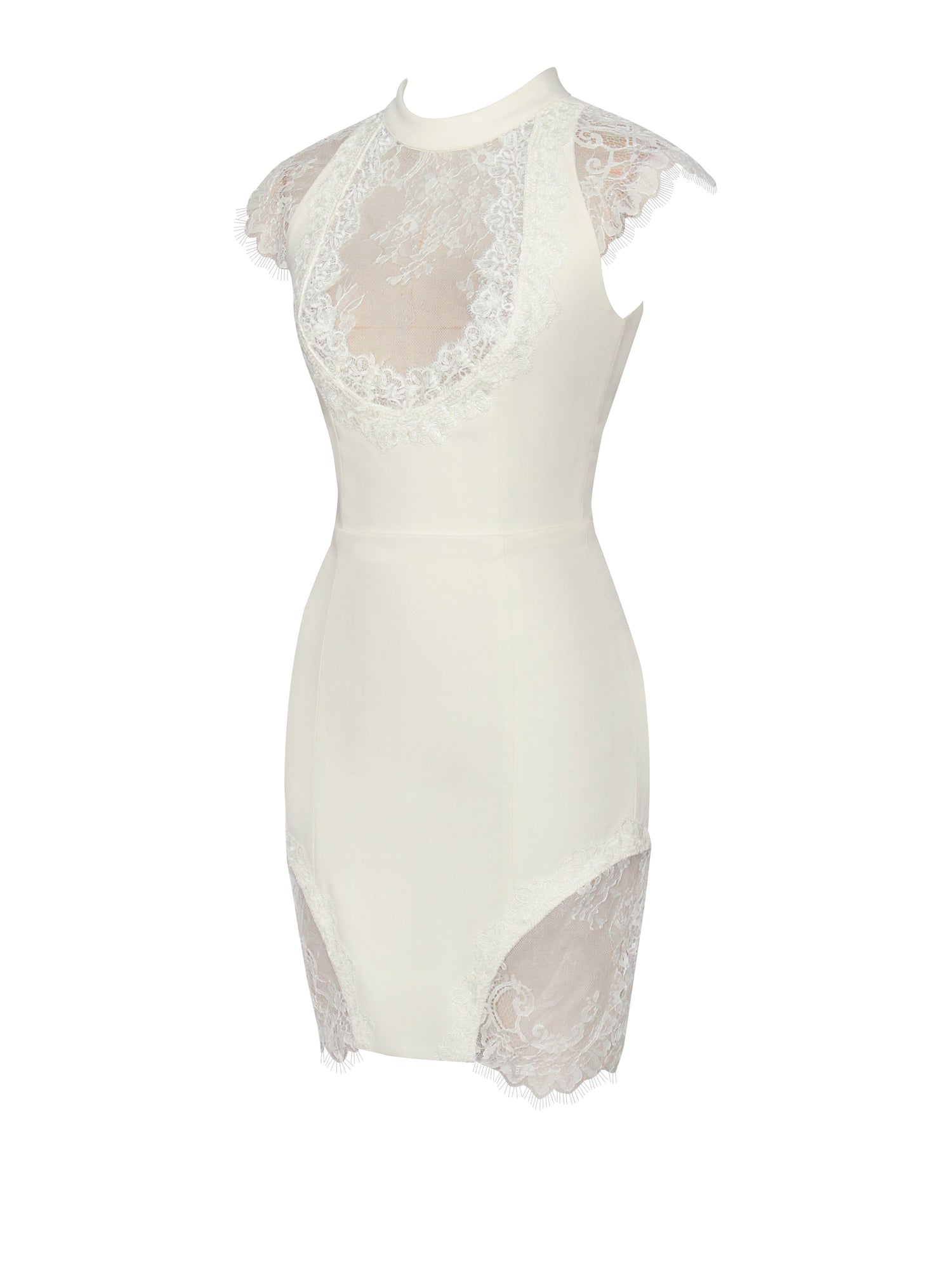 Quinella Lace Crepe Backless Mini Dress | White