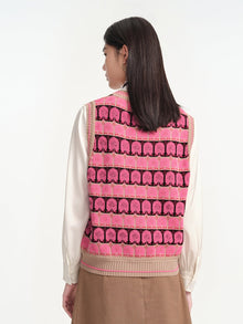 Jacquard-Knit Gilet | Pink