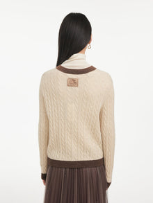 Trimmed Knitted Cardigan | Beige