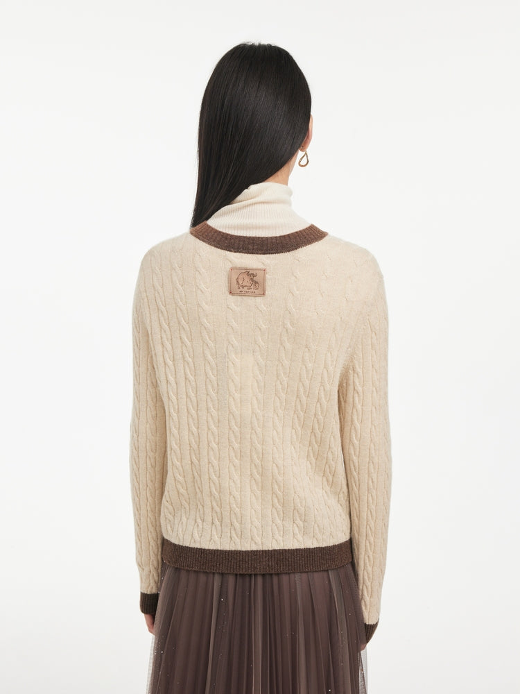 Trimmed Knitted Cardigan | Beige