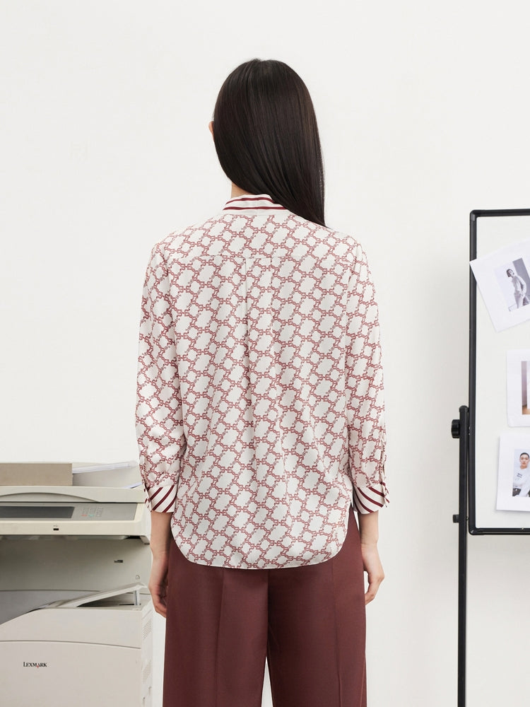 Silk Print Blouse | Beige