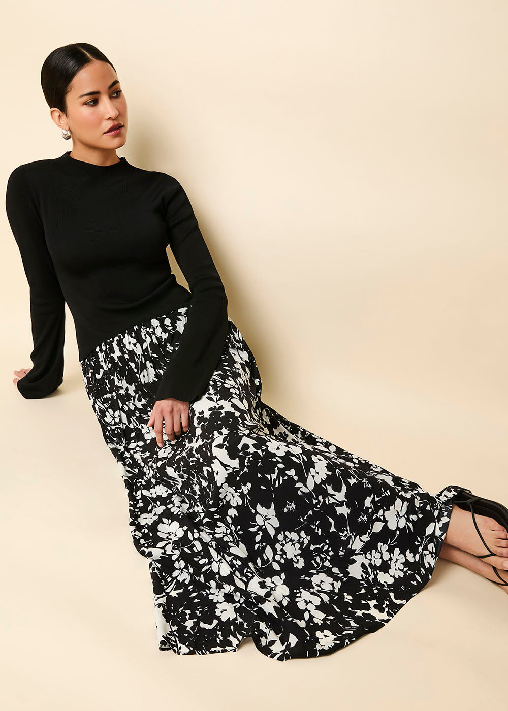 Women | Soglio Dress | Black/White Floral