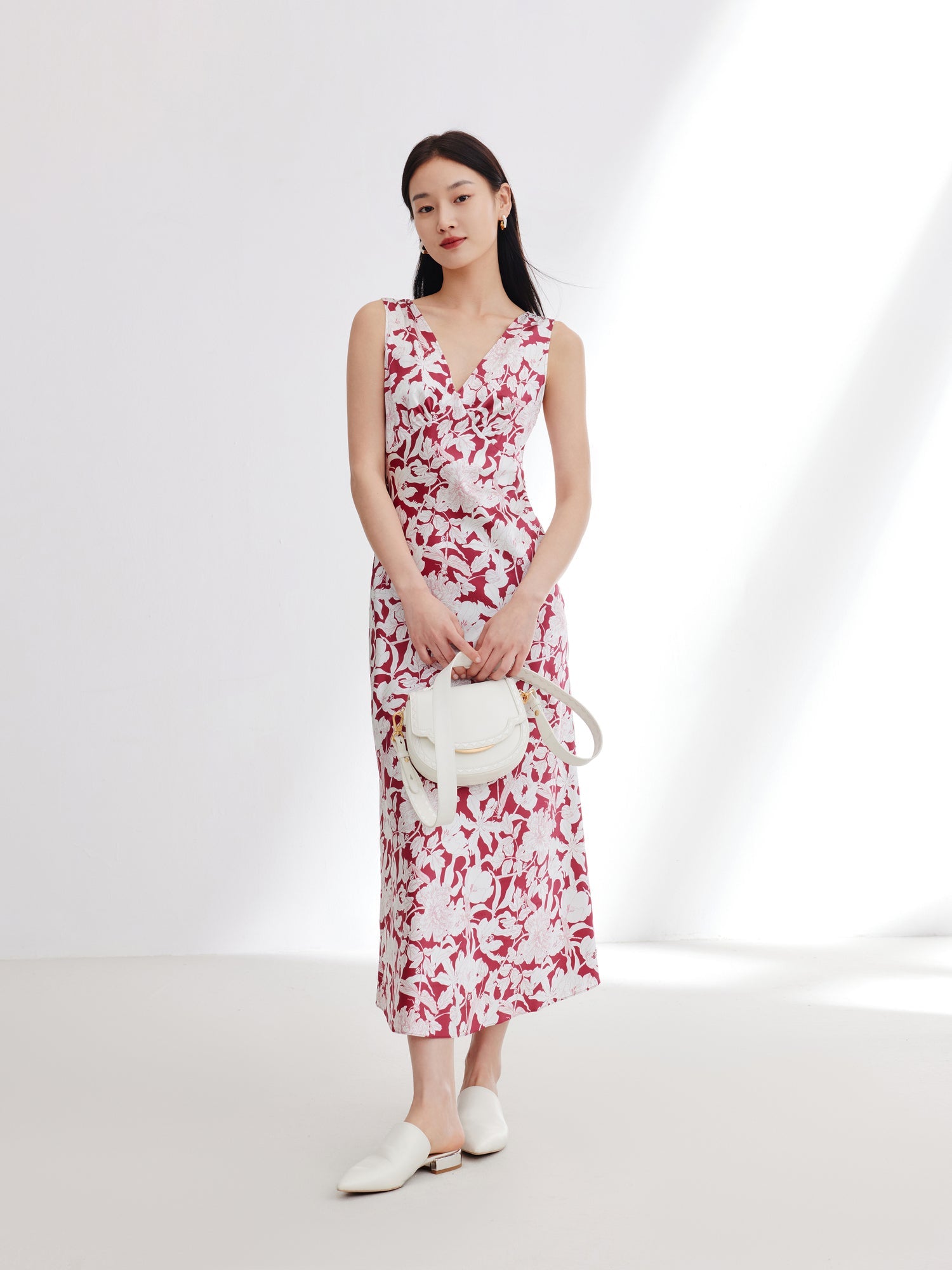 Silk Printed Dress | Red