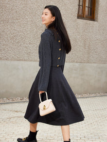 Wool Plaid Skirt | Navy