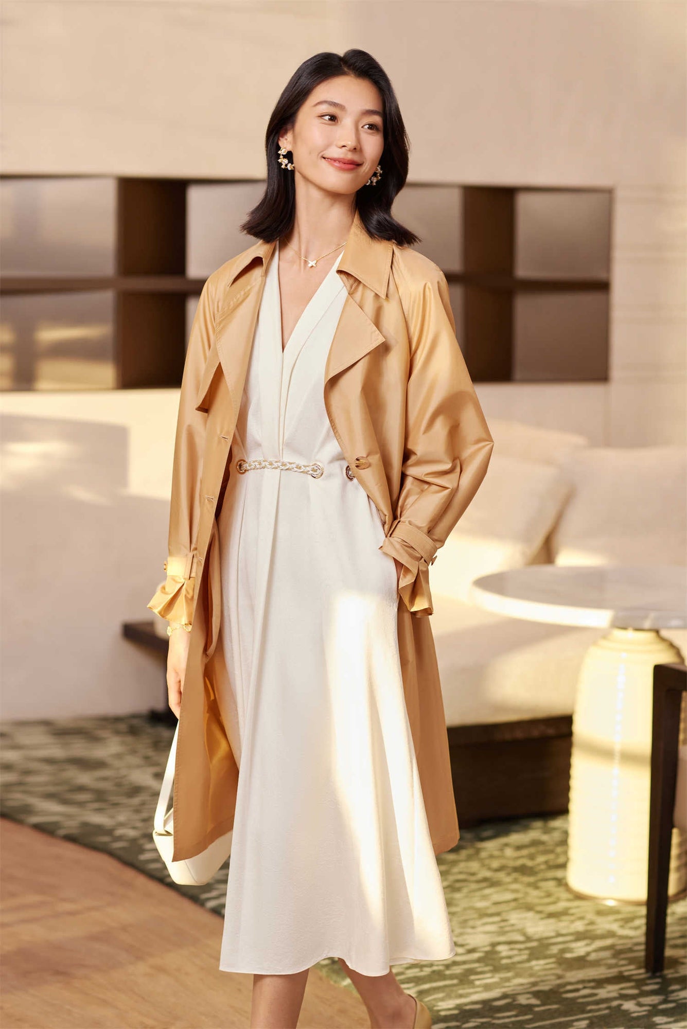 Mulberry Long Trench Coat | Khaki