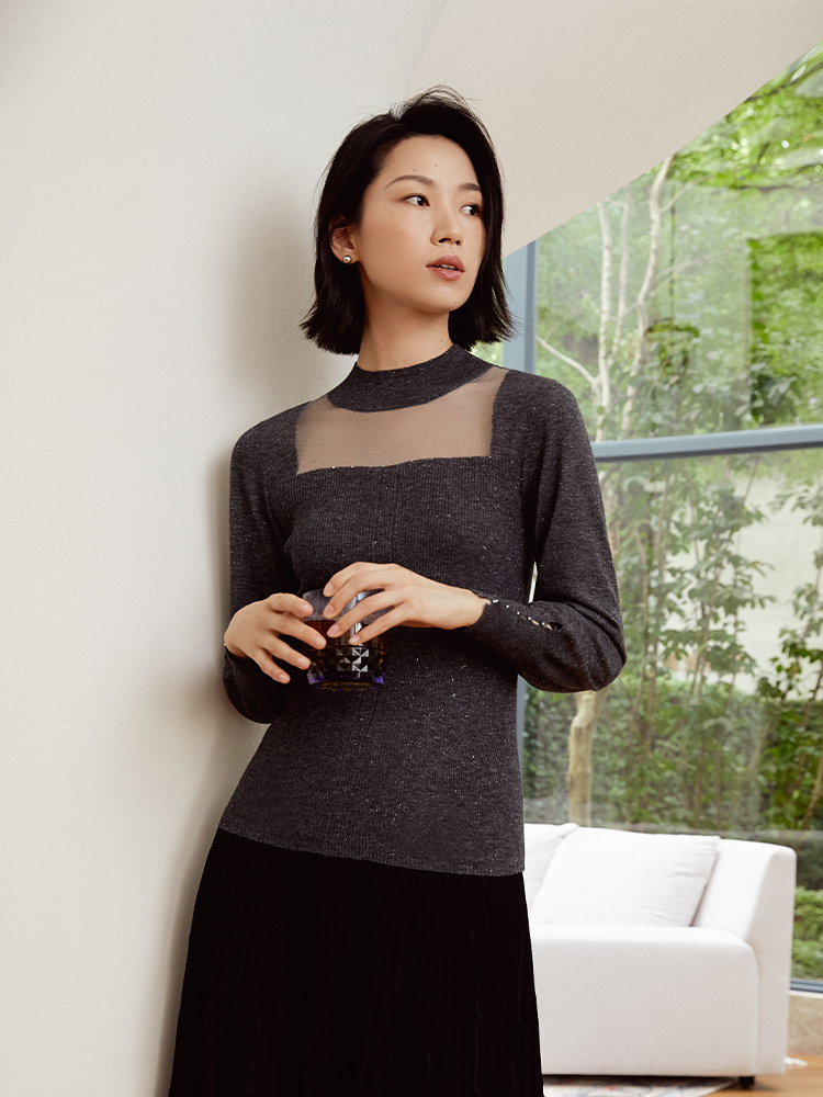 Elegant Wool Knit Sweater | Grey