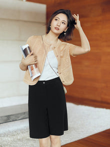 Acetate Mid-Length Pants | Black