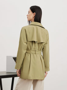 4-Buttoned Belted Trench Coat | Green
