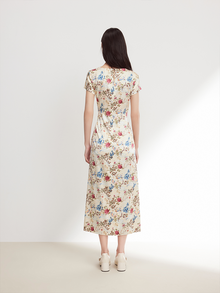 Silk High-Slit Maxi Dress | Beige