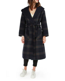 Women | Arcadia Wool Blend Oversided Coat with Hood | French Navy