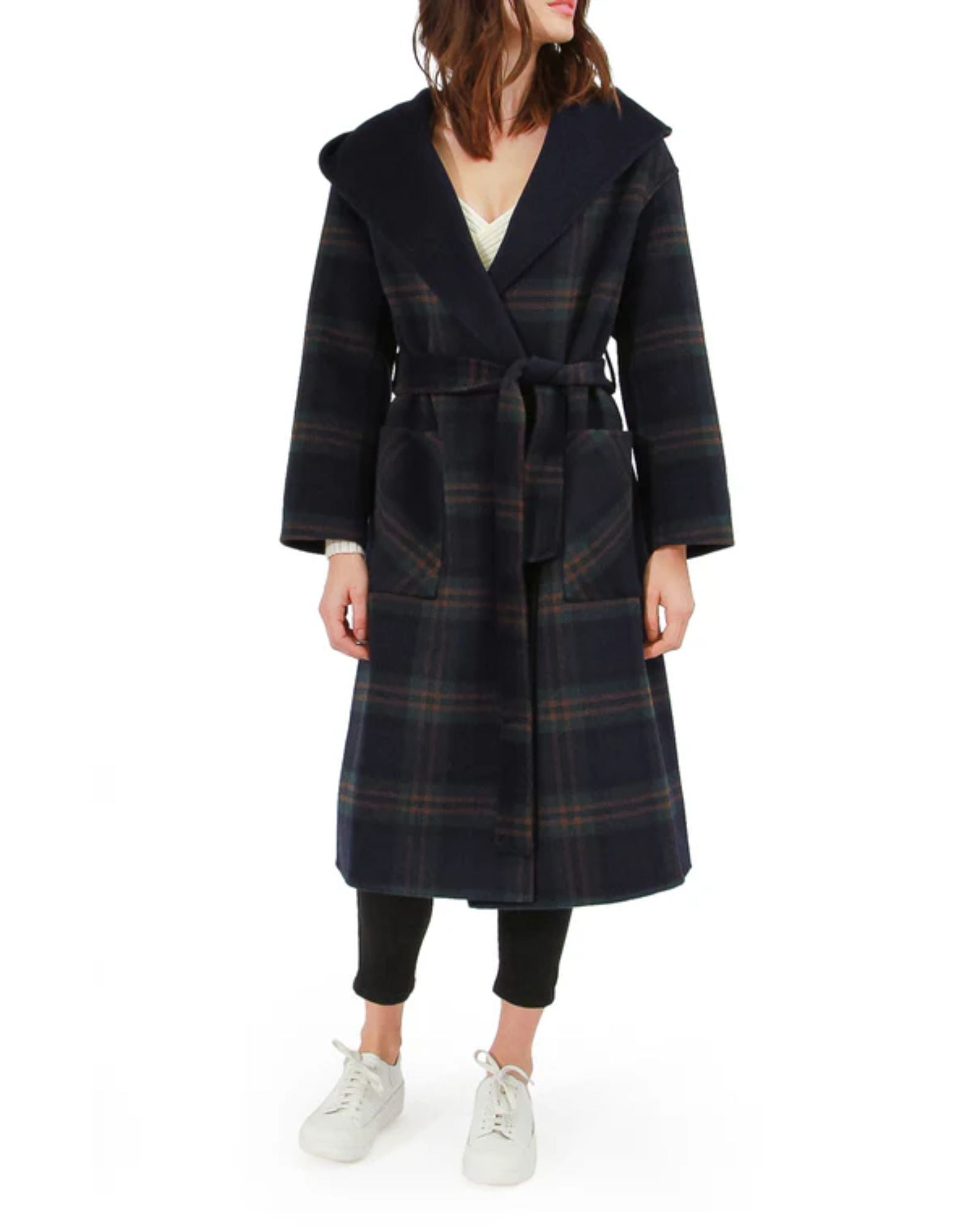 Women | Arcadia Wool Blend Oversided Coat with Hood | French Navy