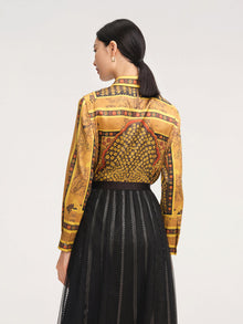 Silky Printed Belted Blouse | Golden
