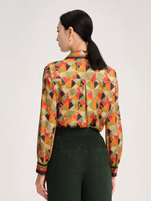Animal & Geometric Printed Blouse | Green